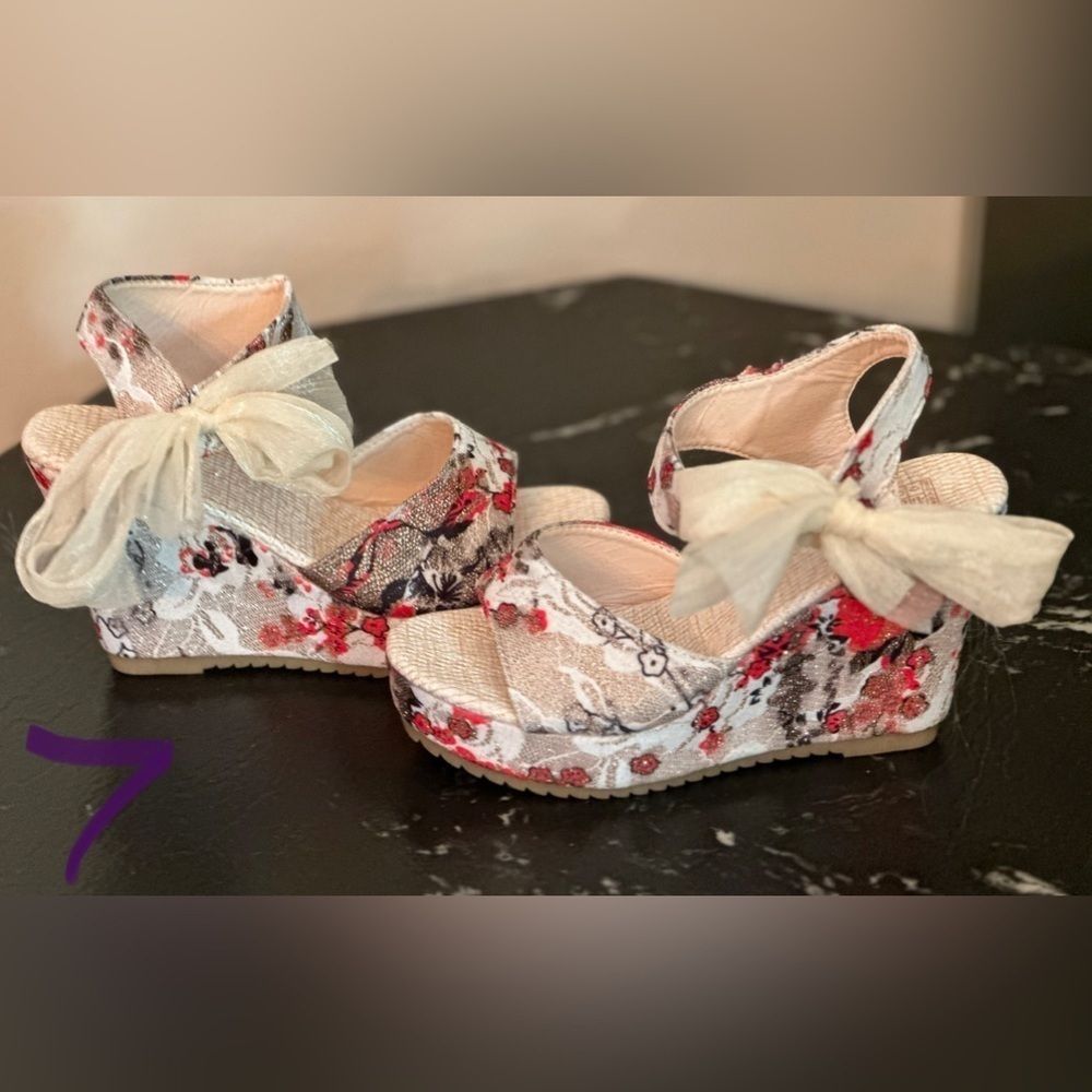 LADIES BEAUTIFUL COLORFUL WEDGES WITH A CLOTH ANKLE TIES